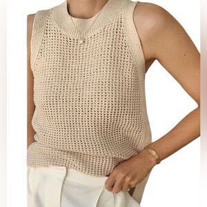 Sleeveless Beige Knit Top